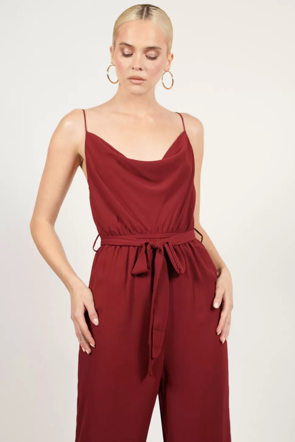 Rompers & Jumpsuits*Tobi Cross The Line Cowl Neck Jumpsuit Wine