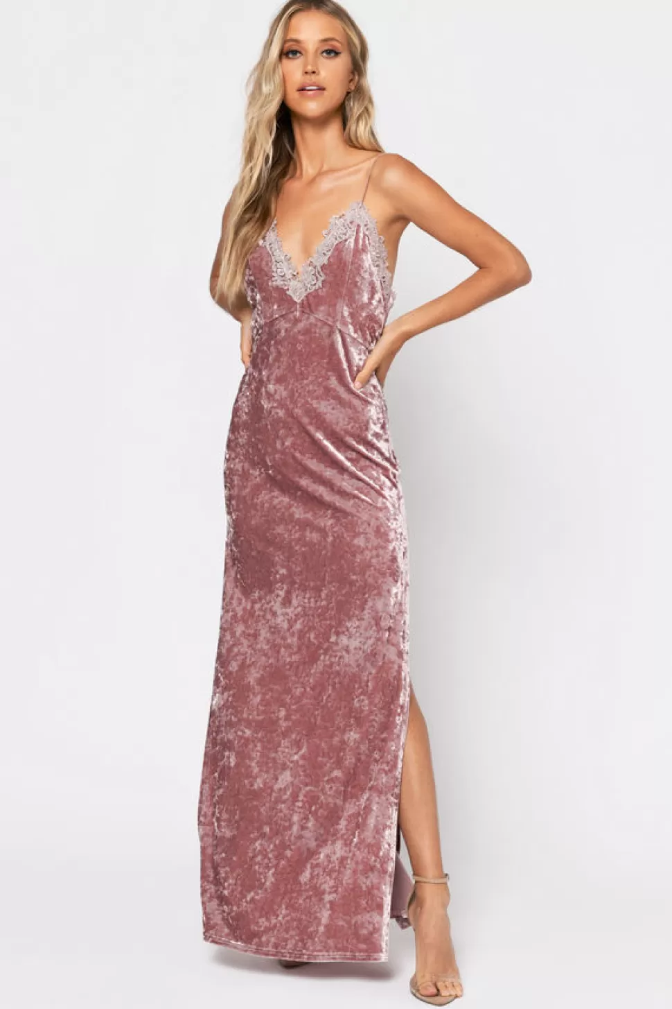 Backless Dresses*Tobi Crush On You Velvet Maxi Dress Rose