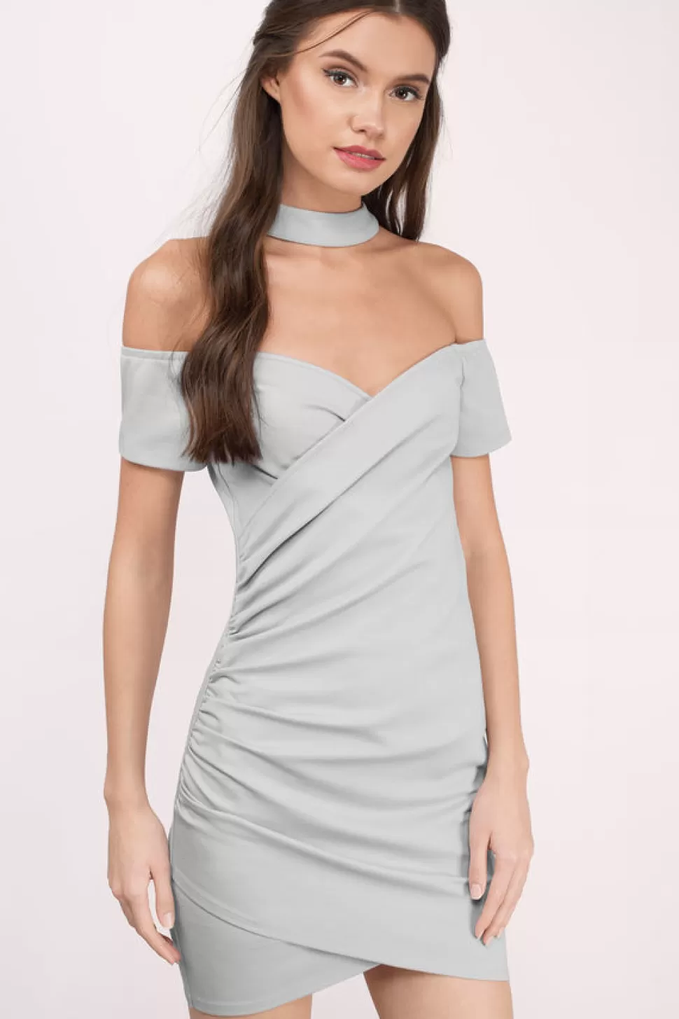 Bodycon Dresses*Tobi Daina Choker Bodycon Dress Grey | Mauve