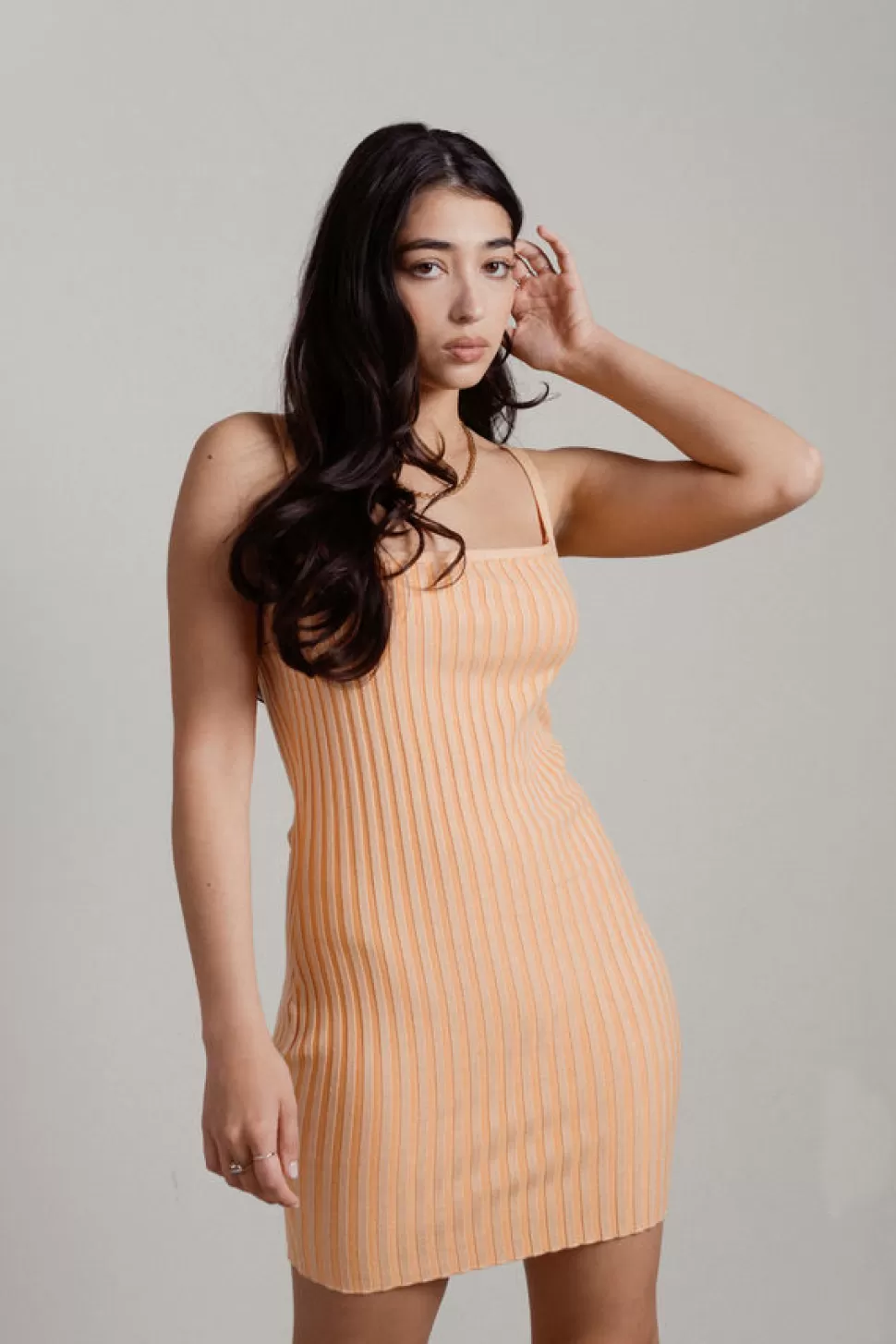 Casual Dresses*Tobi Damian Two-Tone Stripe Bodycon Mini Dress Orange