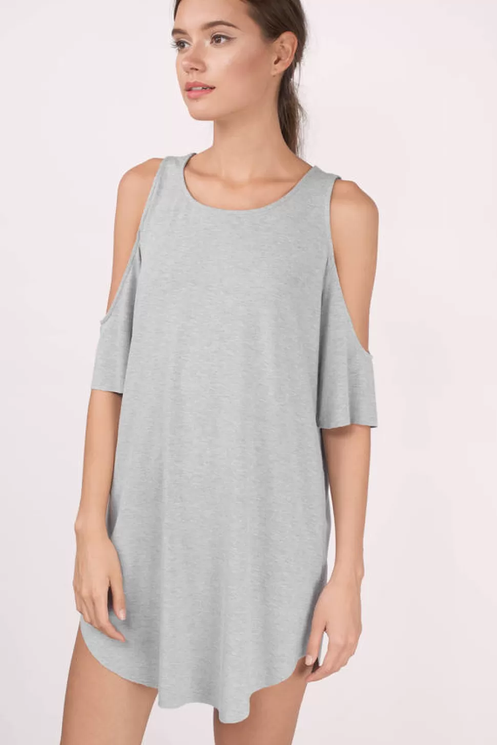 Casual Dresses*Tobi Day Dream Cold Shoulder Shift Dress Heather Grey | Wine | Black