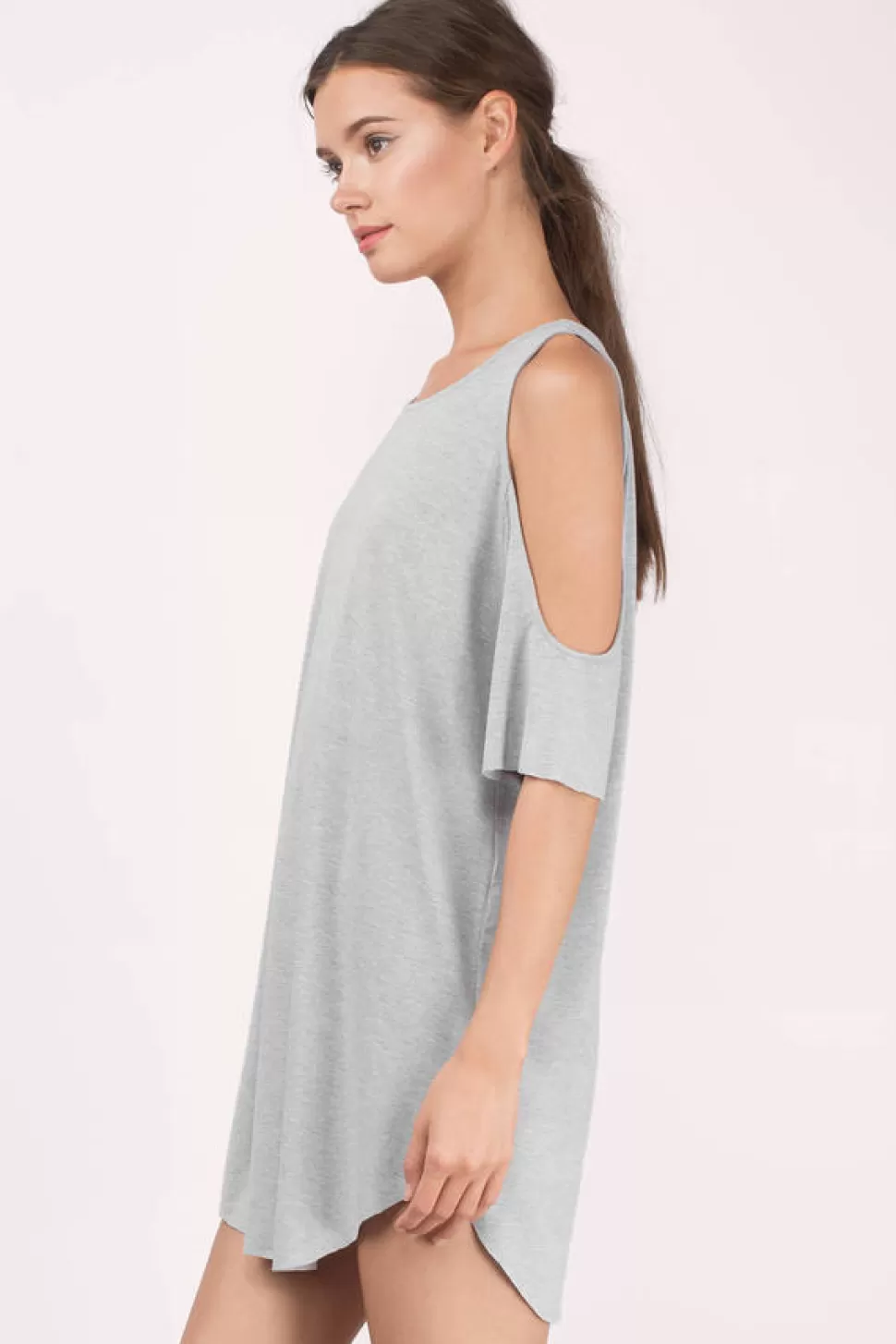 Casual Dresses*Tobi Day Dream Cold Shoulder Shift Dress Heather Grey | Wine | Black