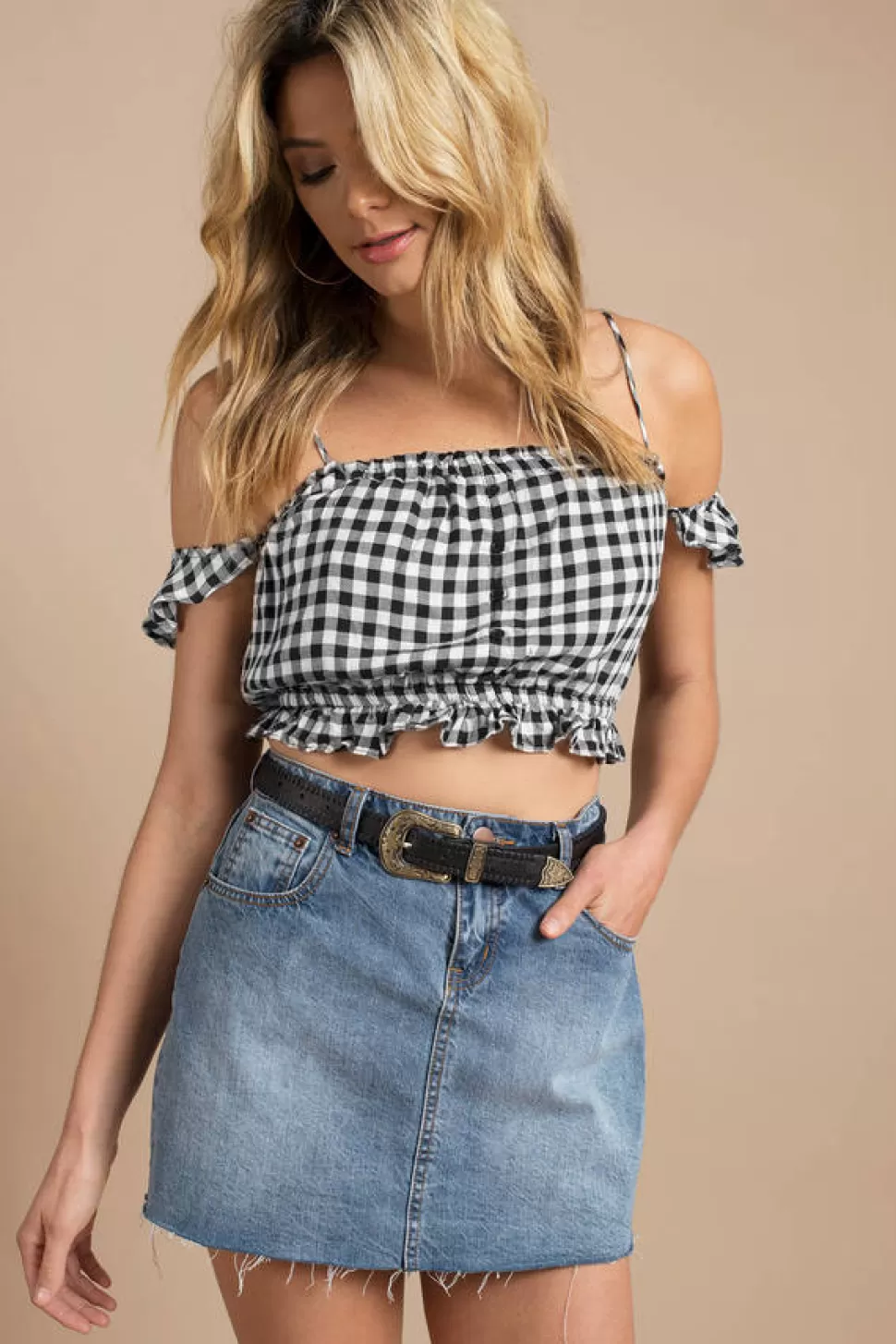 Off The Shoulder Tops*Tobi Day Trip Off Shoulder Top Black