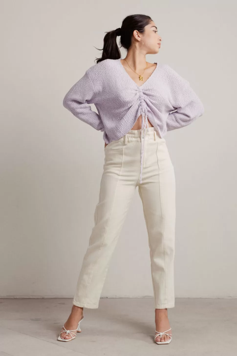 Long Sleeve Tops*Tobi Deianira Ruched Sweater Lavender