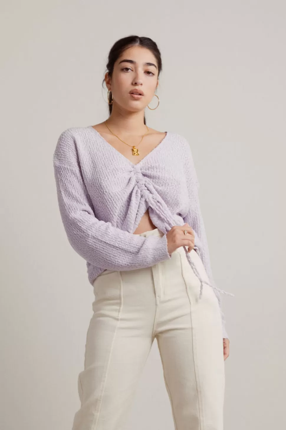 Long Sleeve Tops*Tobi Deianira Ruched Sweater Lavender