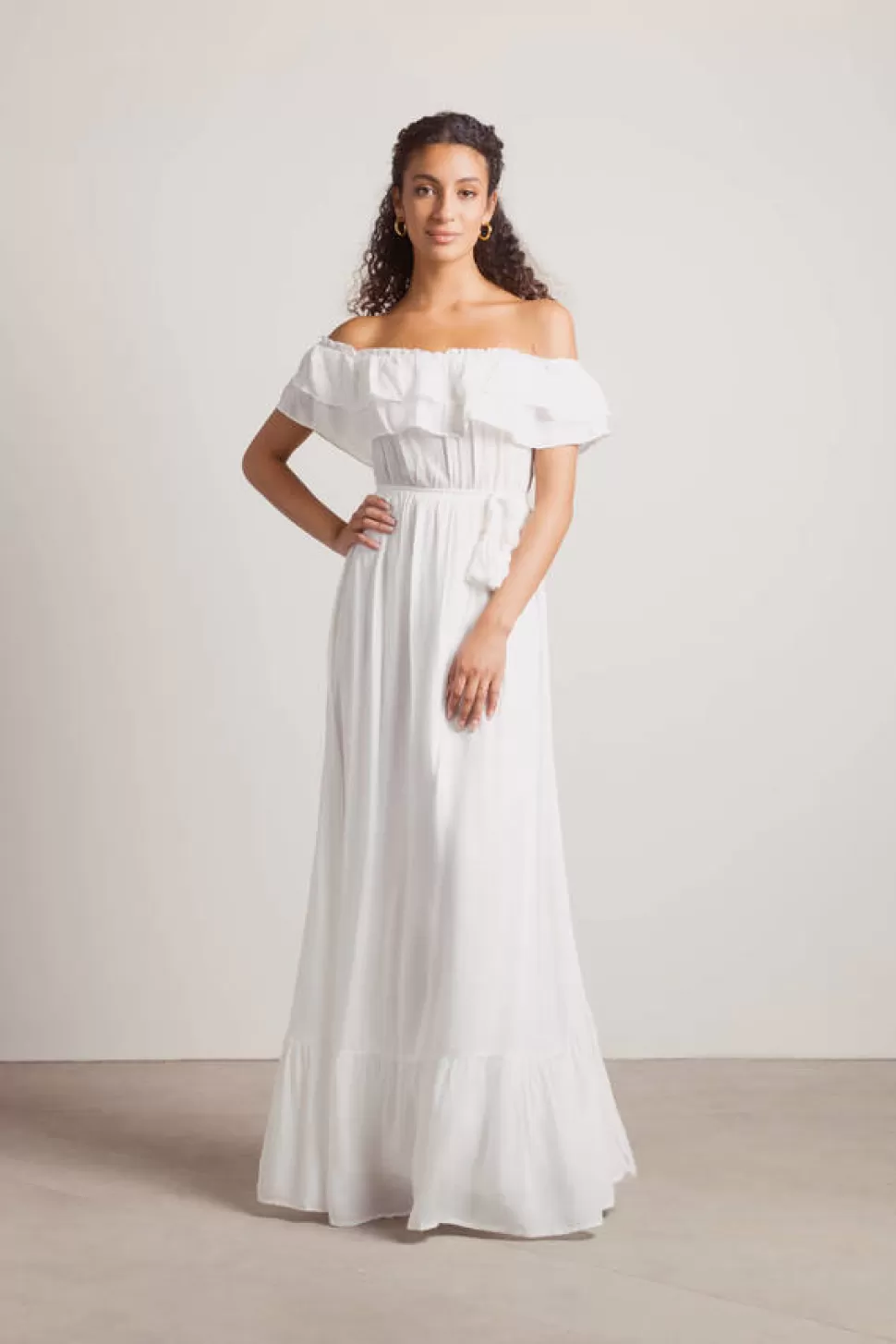 Sundresses*Tobi Del Mar Ruffle Off Shoulder Tassel Maxi Dress Off White