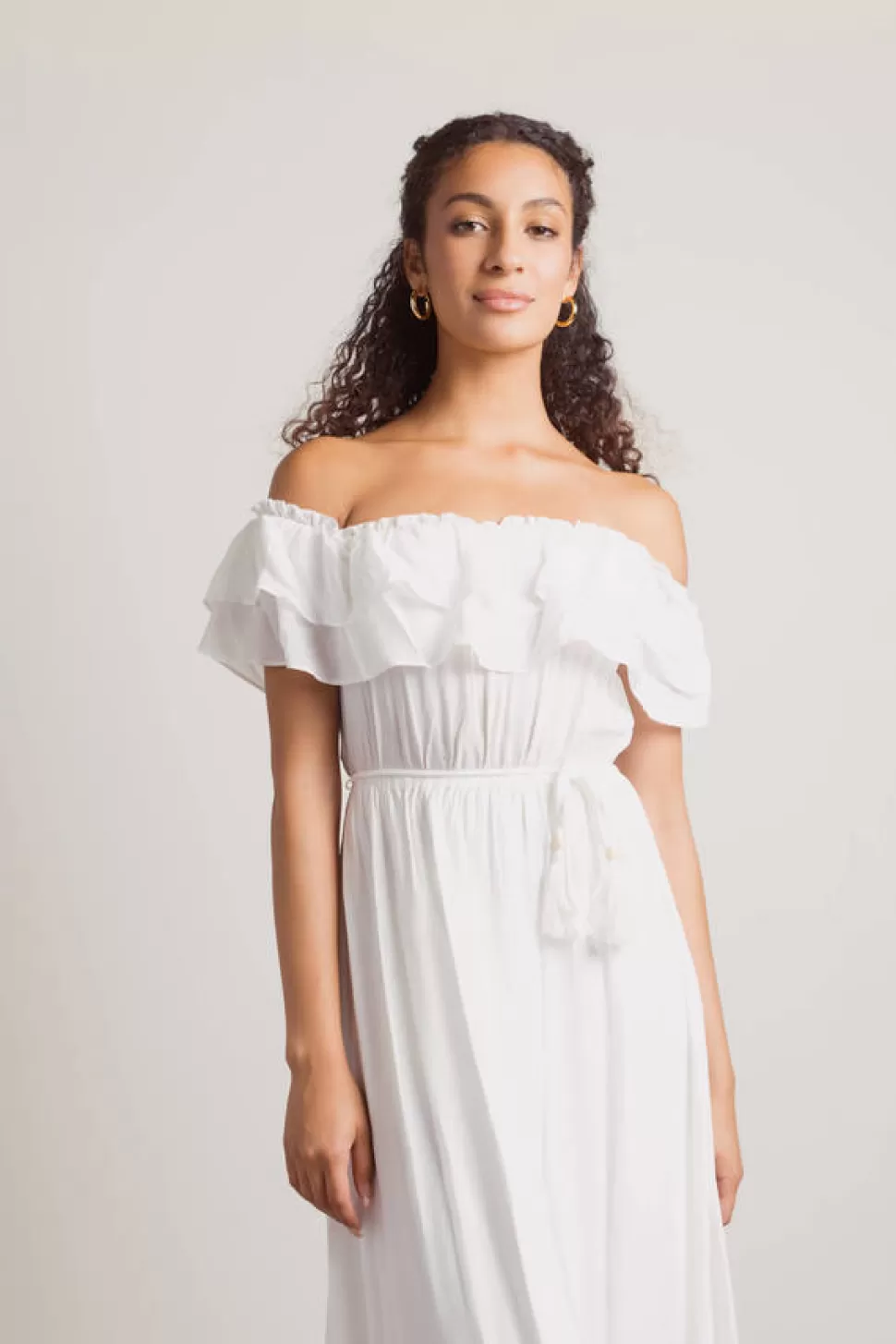 Sundresses*Tobi Del Mar Ruffle Off Shoulder Tassel Maxi Dress Off White