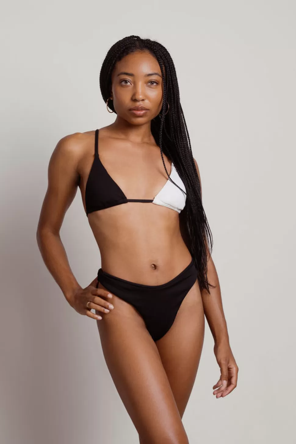 Bikinis*Tobi Deville Ribbed Bikini Set Black & White