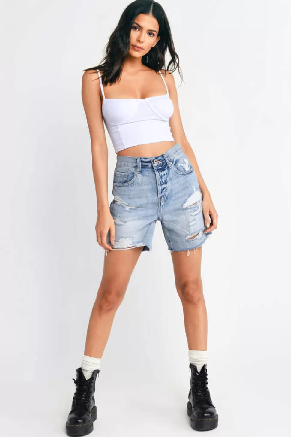 Denim*Tobi Devin Denim High Rise Shorts Medium Wash