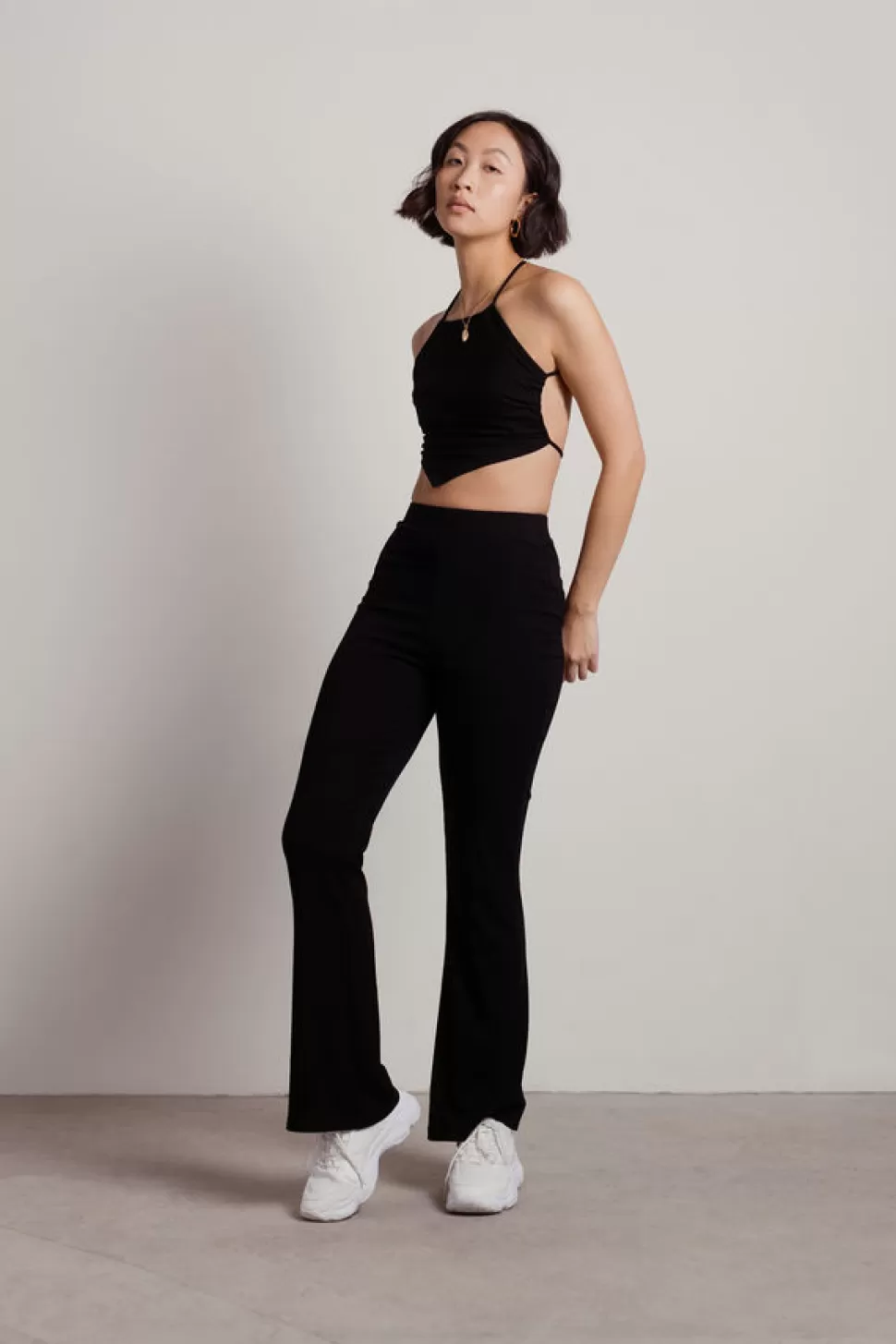 Pants*Tobi Disco Nights Halter Crop Top And Pants Set Black