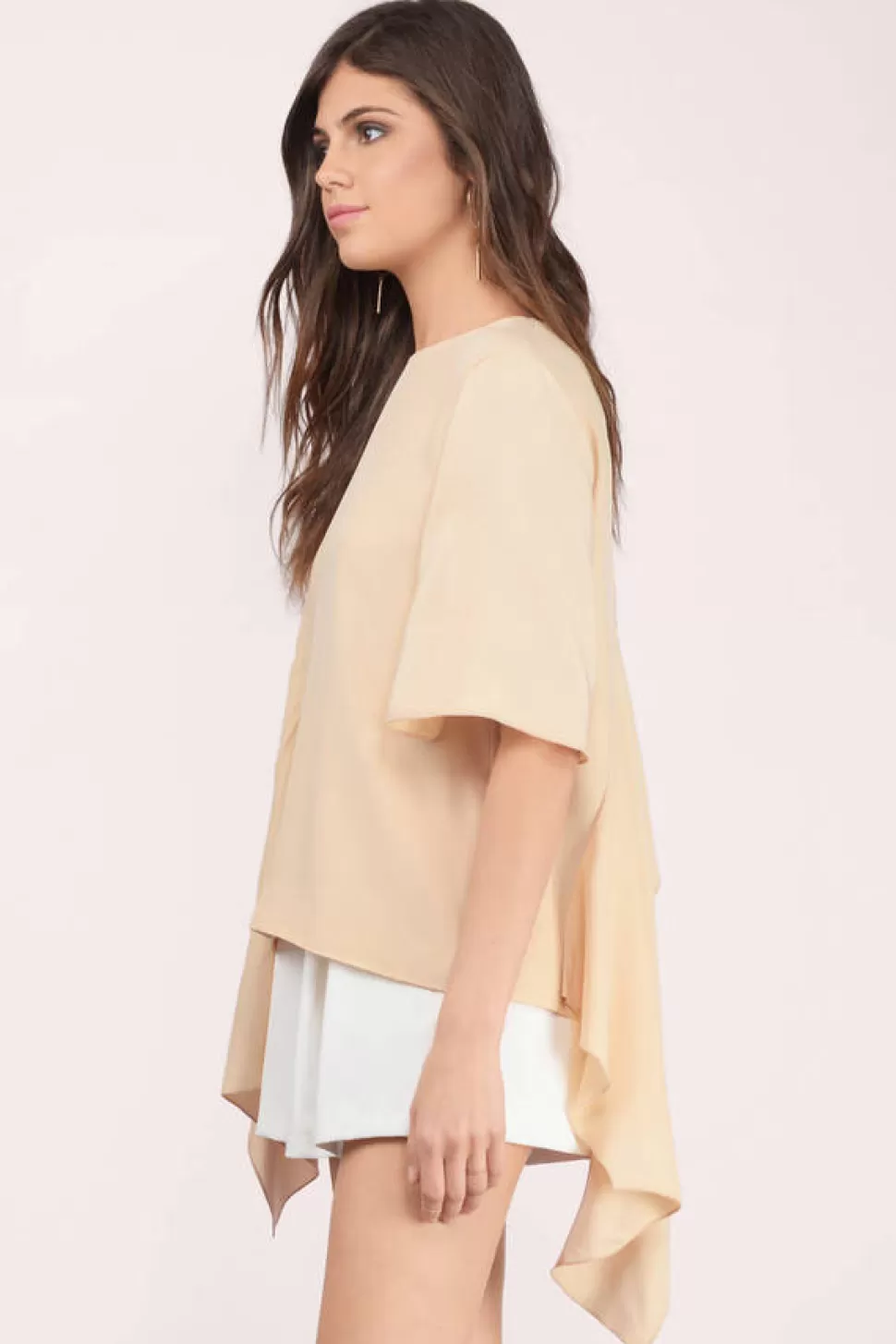 Tees*Tobi Disposition Silk Top Tan