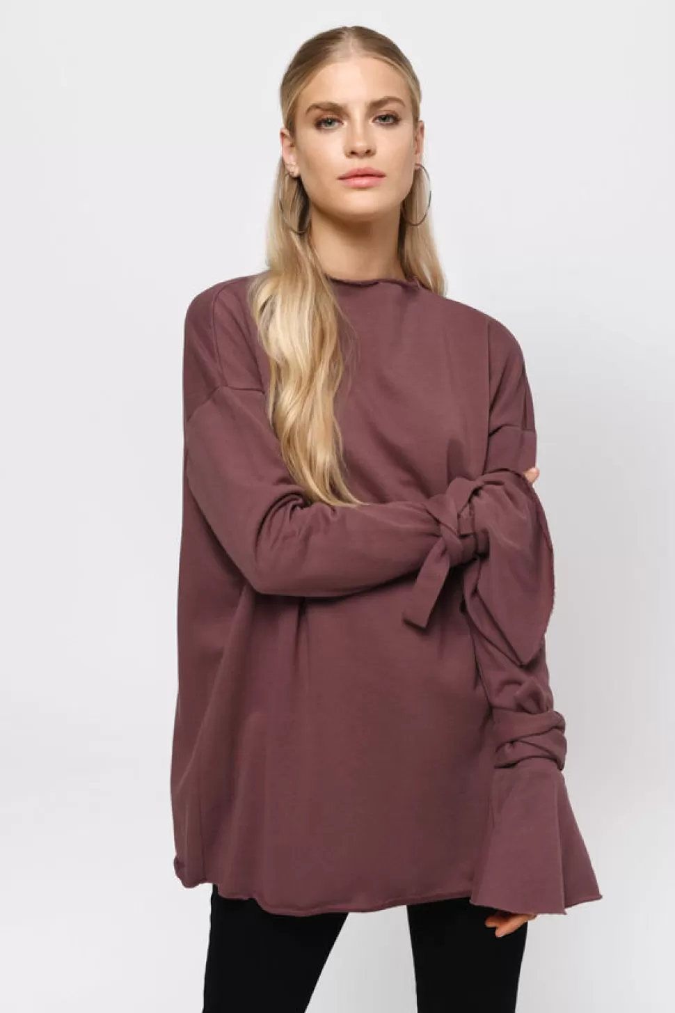 Long Sleeve Tops*Tobi Don'T Mock Me Tie Sleeve Top Marsala