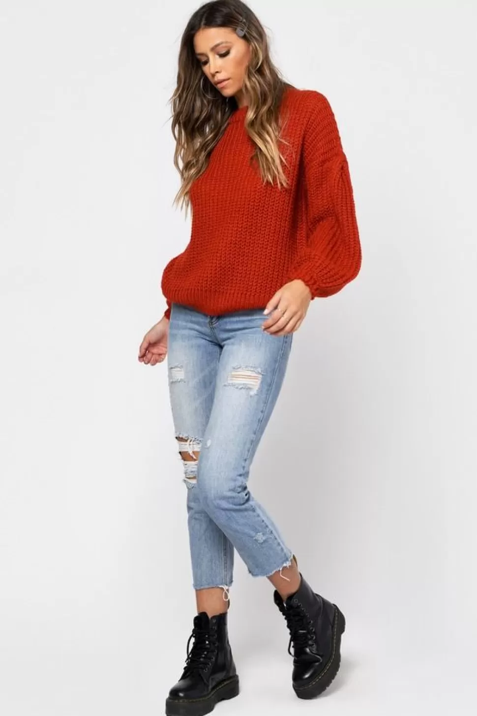 Long Sleeve Tops*Tobi Drop It Drop Sleeve Sweater Orange