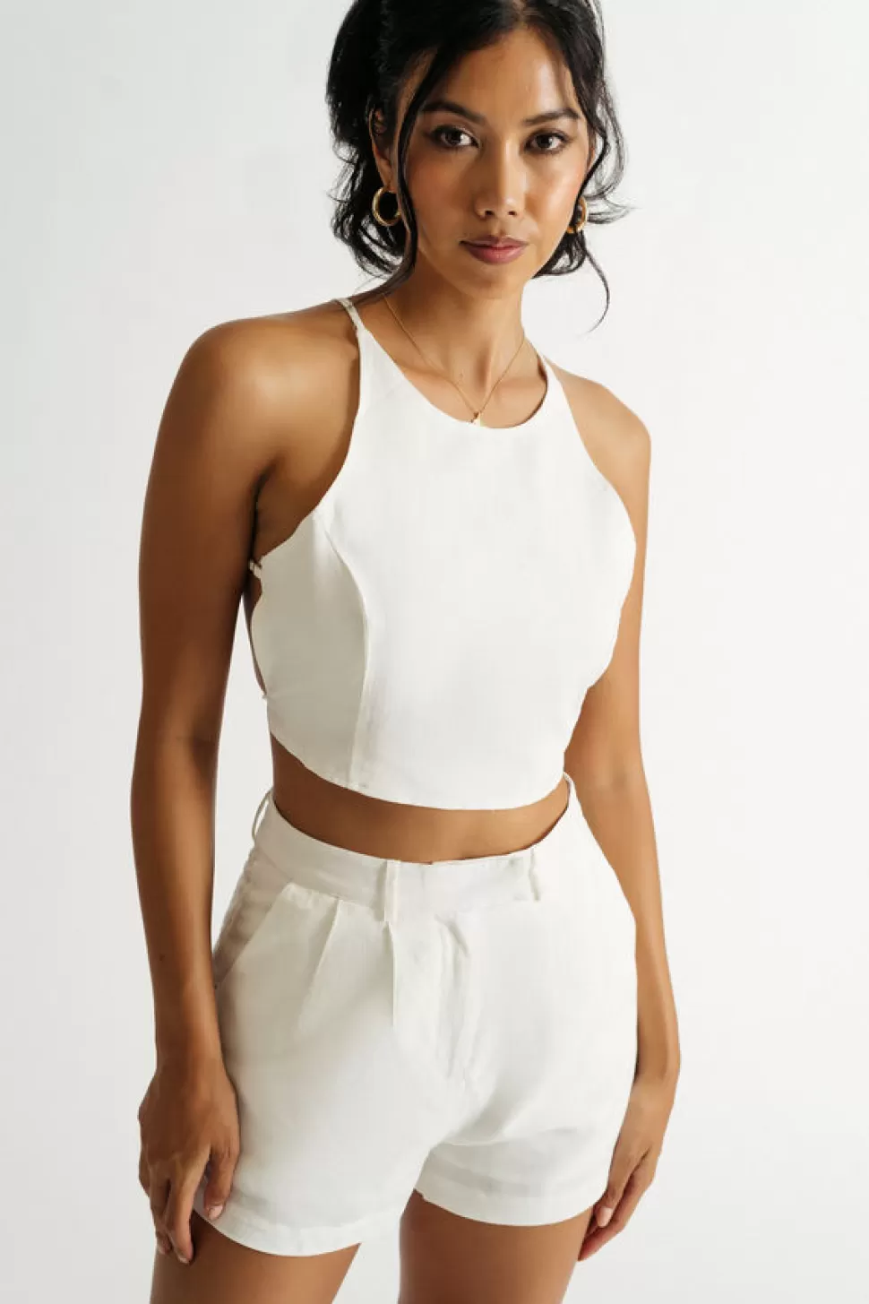 Shorts*Tobi Dylan Halter Top And Shorts Set Ivory | Black