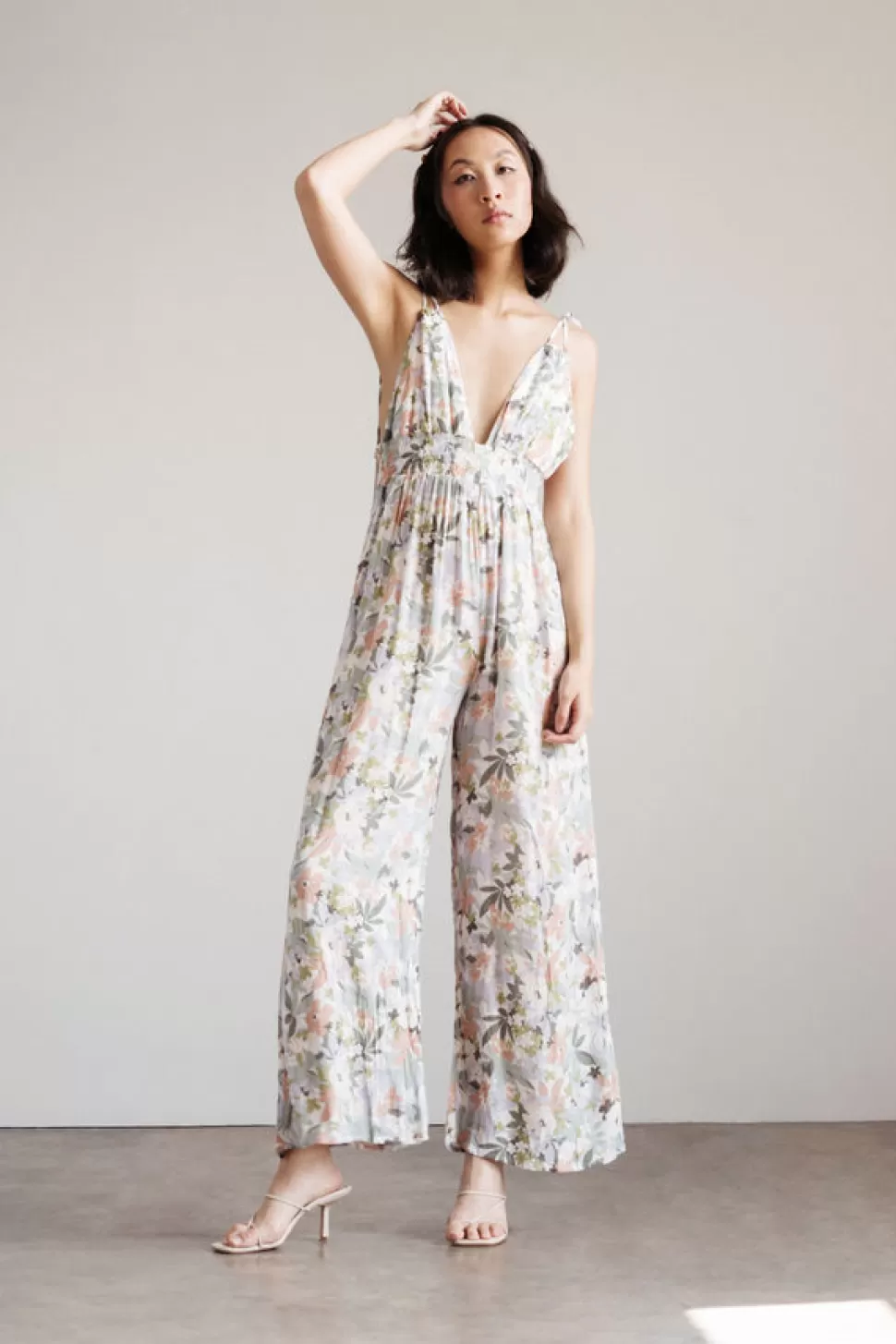 Rompers & Jumpsuits*Tobi Elle Floral Halter Jumpsuit Sage