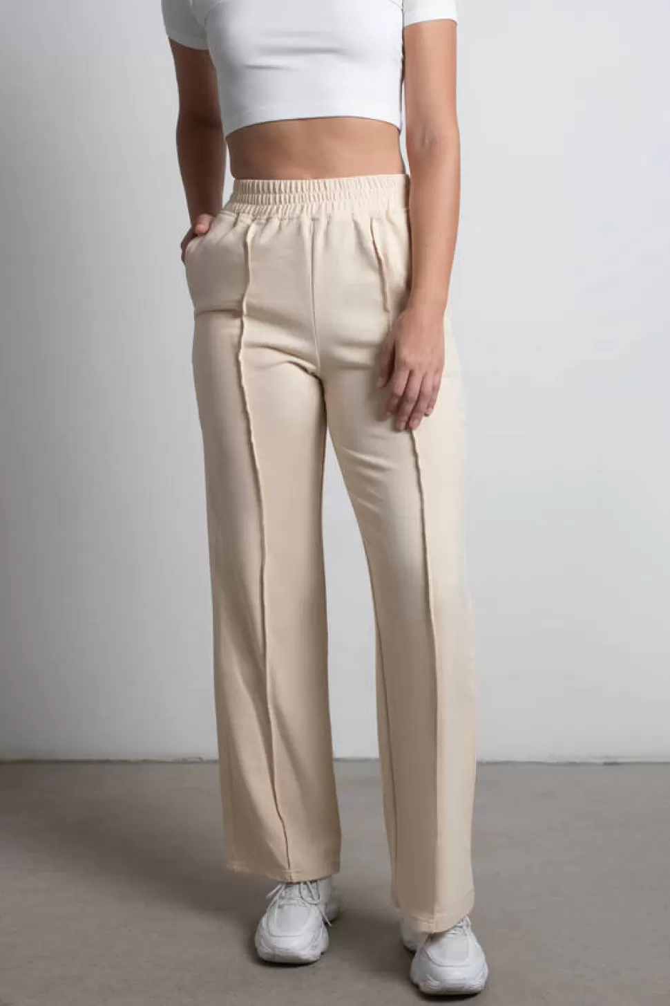 Pants*Tobi Erikah Elastic Waist Wide Leg Pants Cream