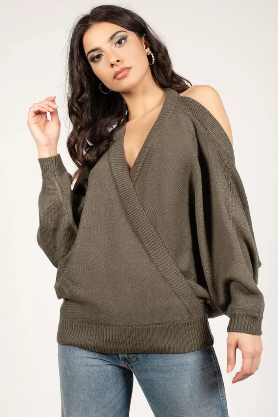 Backless Tops*Tobi Evana Halter Sweater Black | Olive | Wine | Toast