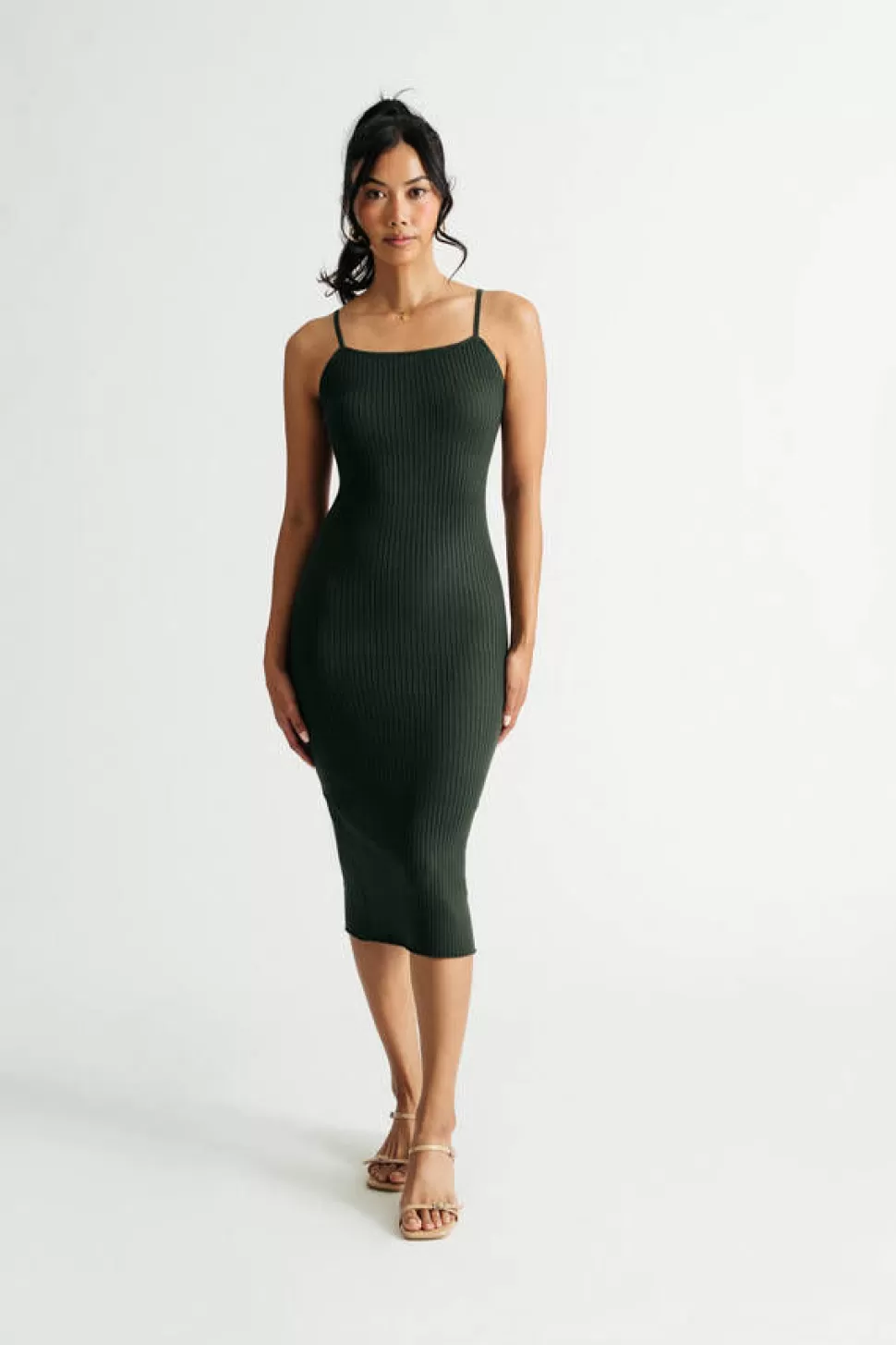 Bodycon Dresses*Tobi Fall Touch Ribbed Bodycon Midi Dress Hunter Green