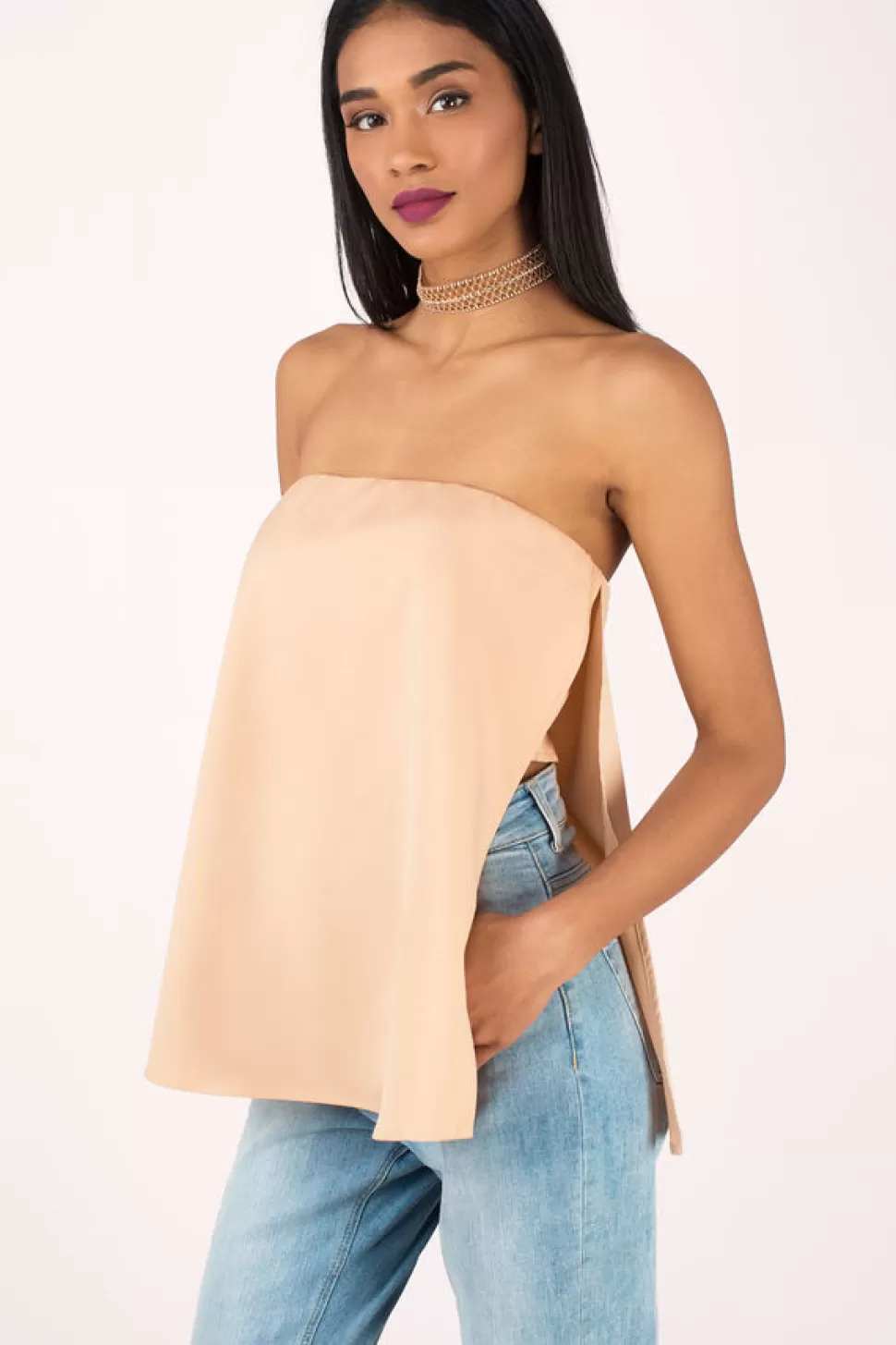 Going Out Tops*Tobi Farah Strapless Top Toast