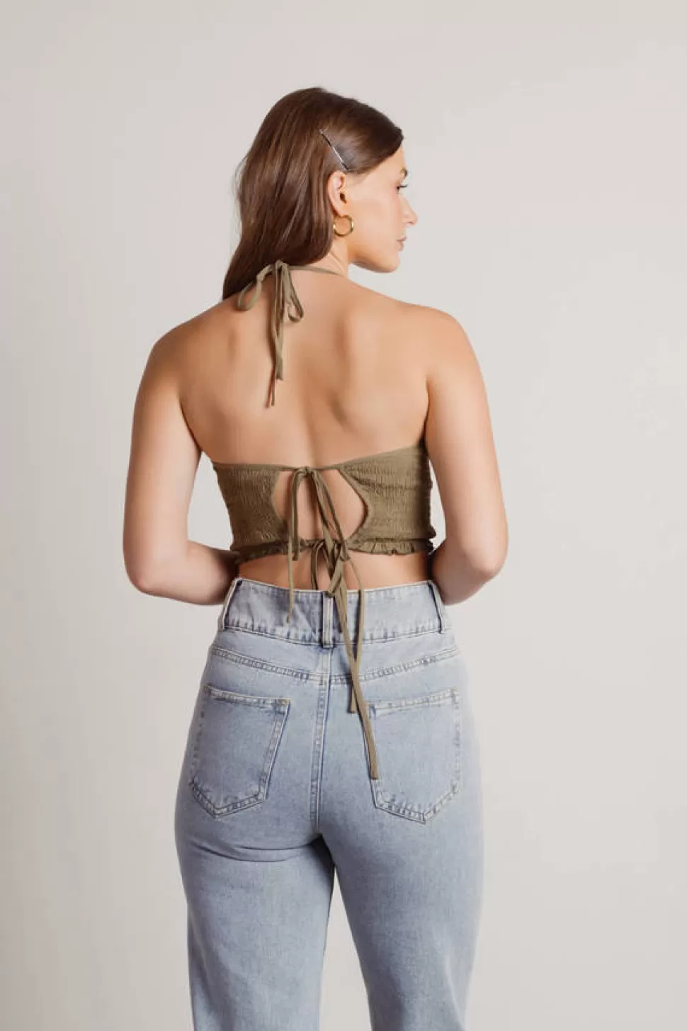 Backless Tops*Tobi Feel Good Smocked Halter Crop Top Olive | Black | Lavender | Rust