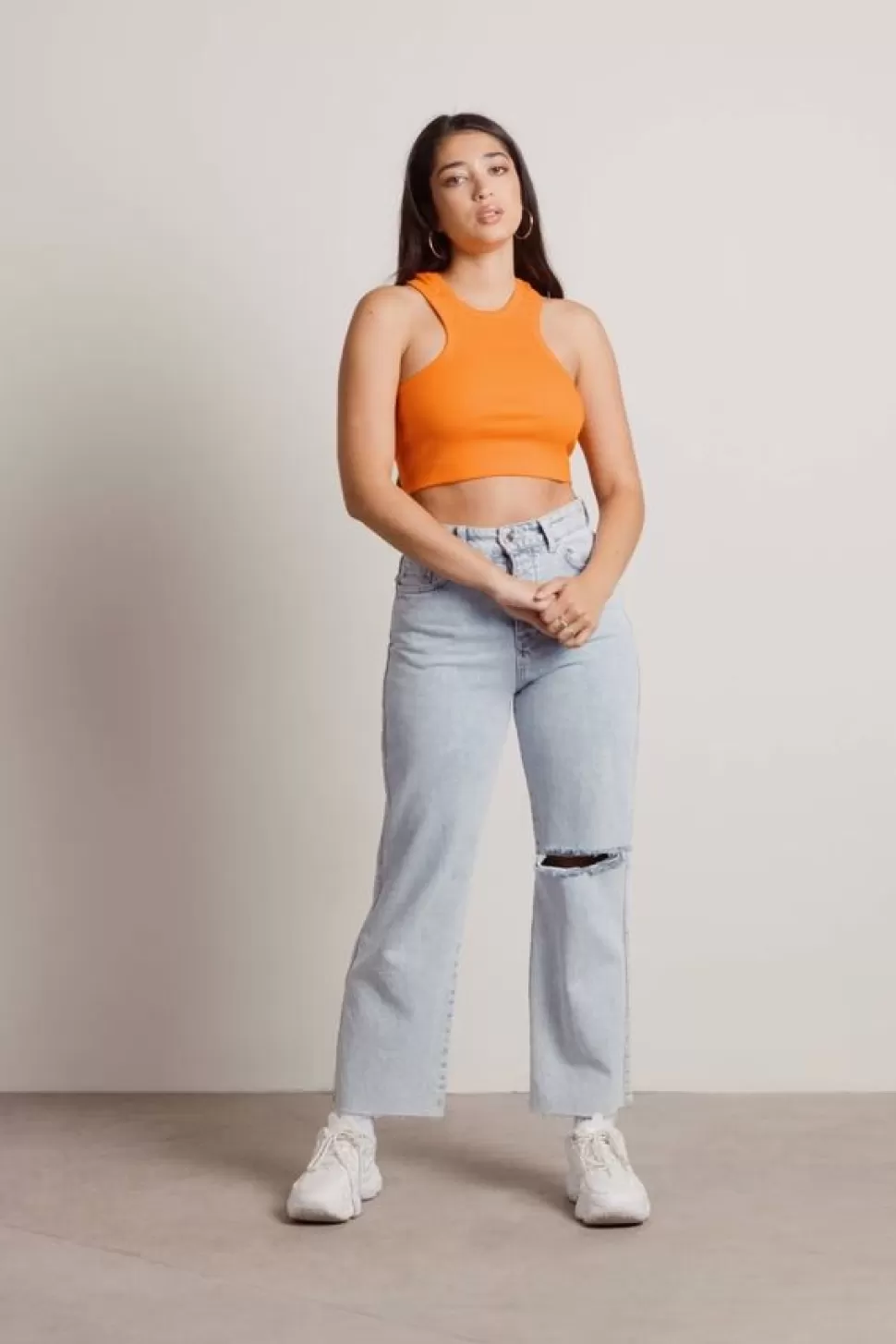 Camis & Tanks*Tobi Fernandez Ribbed Halter Crop Top Orange | Black | Off White