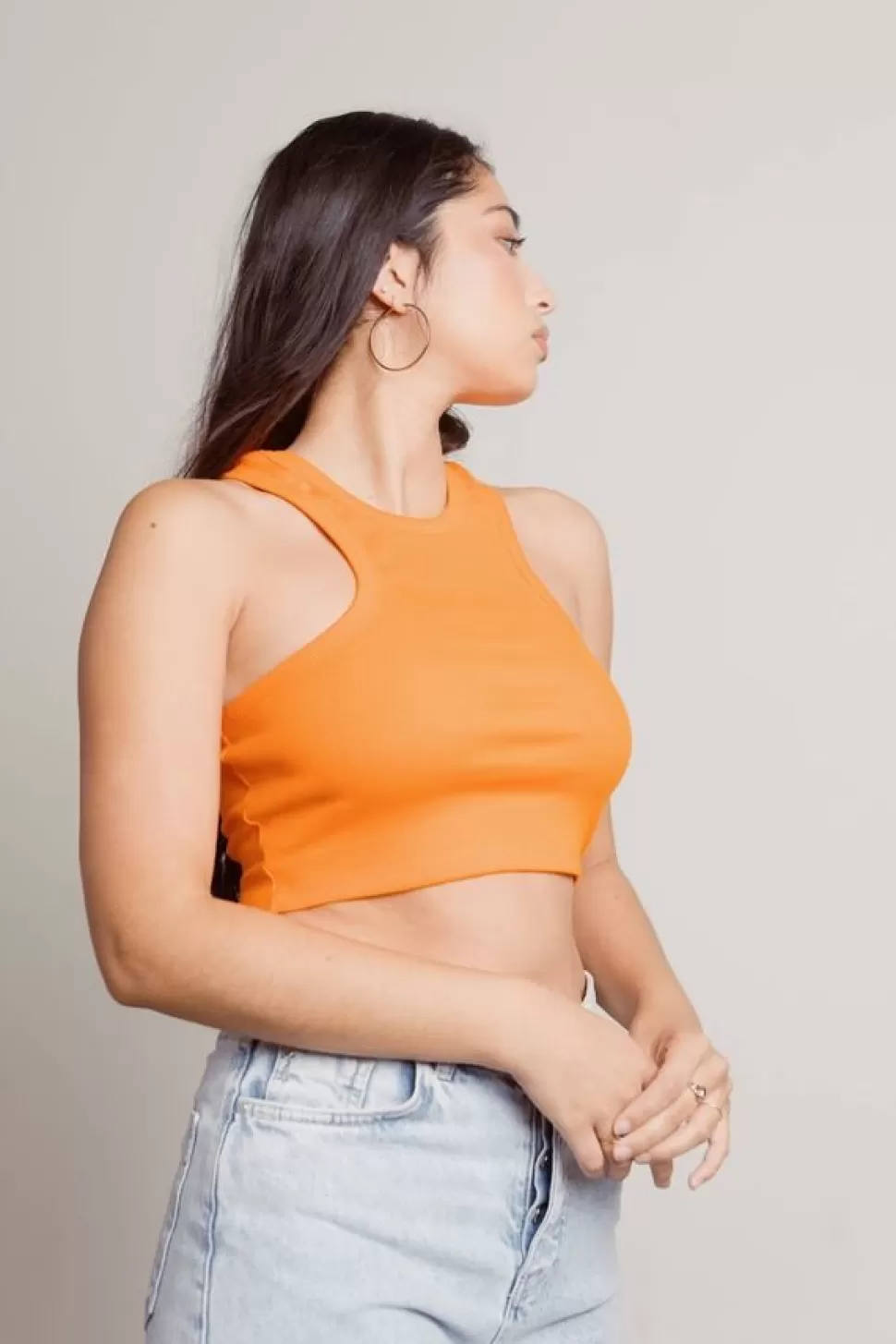 Camis & Tanks*Tobi Fernandez Ribbed Halter Crop Top Orange | Black | Off White