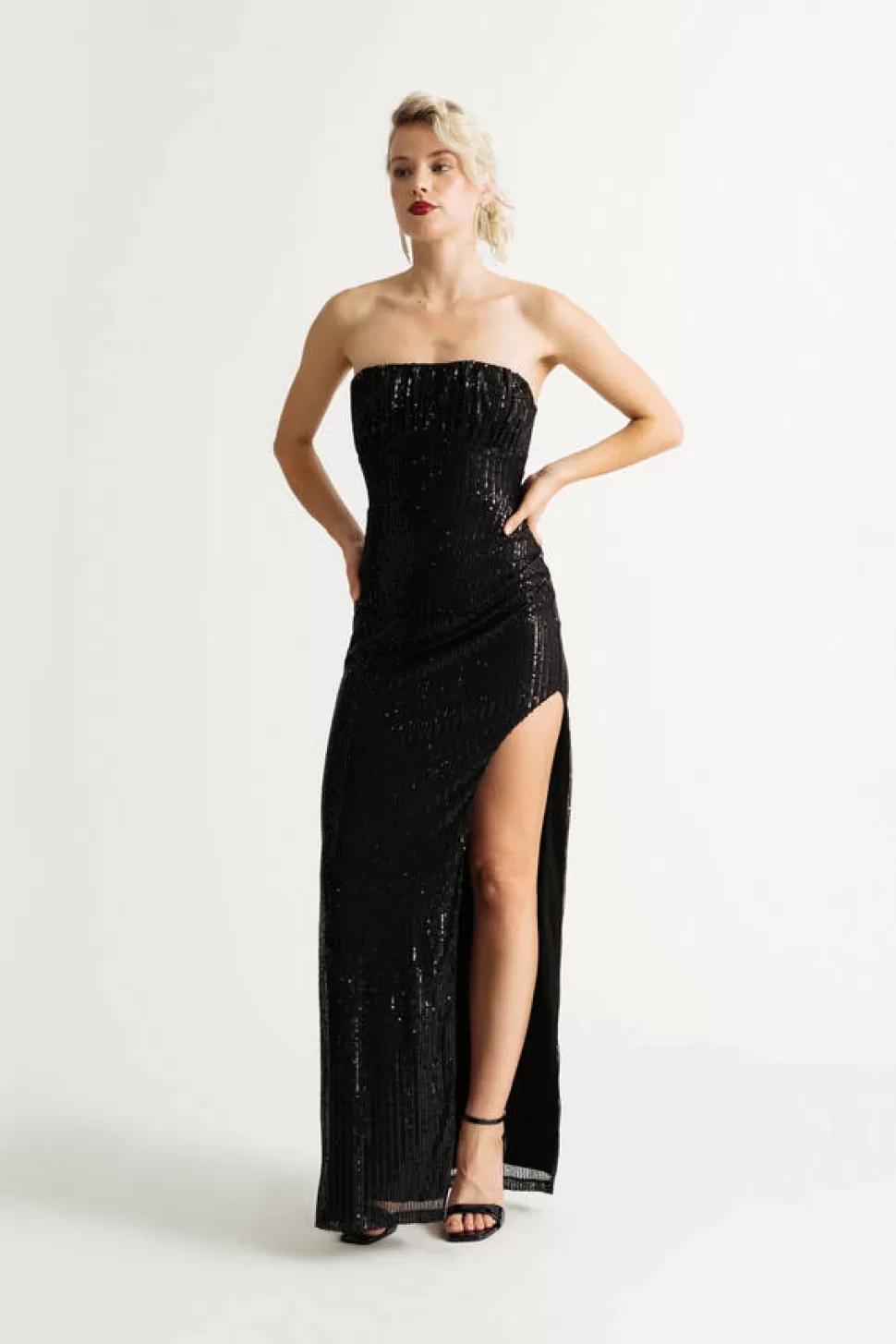 Bodycon Dresses*Tobi Feverish Strapless Sequin Bodycon Maxi Dress Black