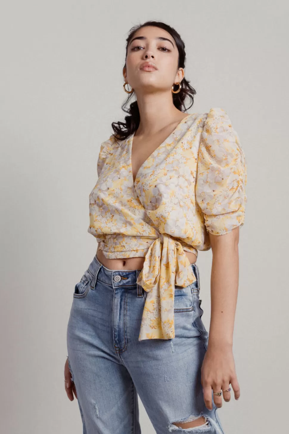 Blouses & Shirts*Tobi Find Florals Wrap Blouse Yellow Multi