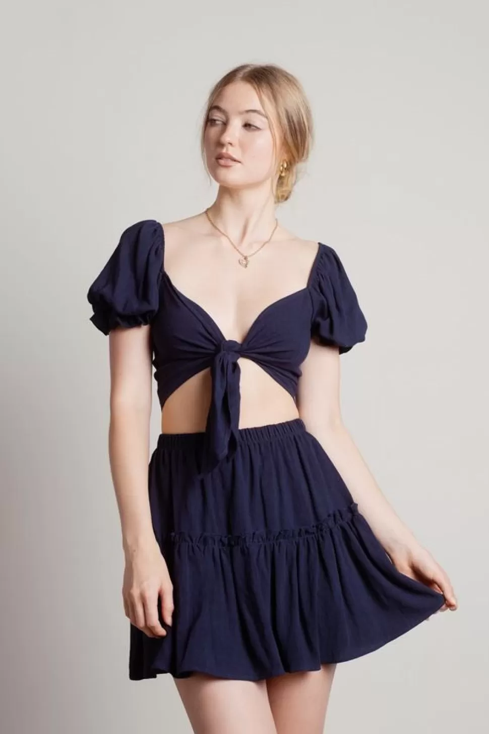 Two Piece Dresses*Tobi Find Me Again Crop Top And Tiered Skirt Set Navy