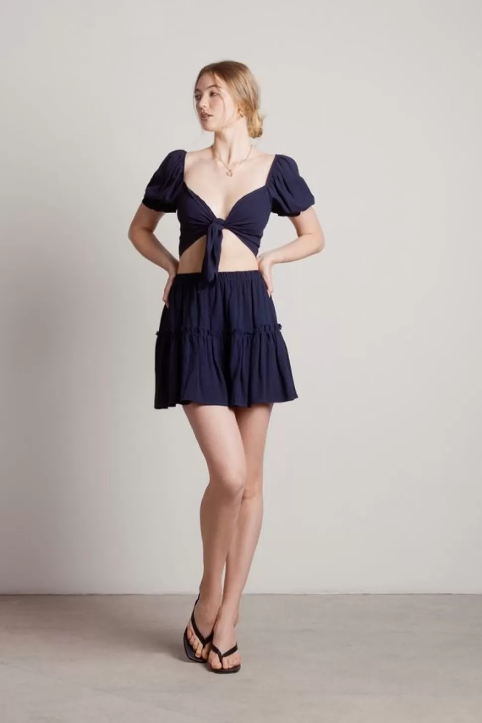 Two Piece Dresses*Tobi Find Me Again Crop Top And Tiered Skirt Set Navy