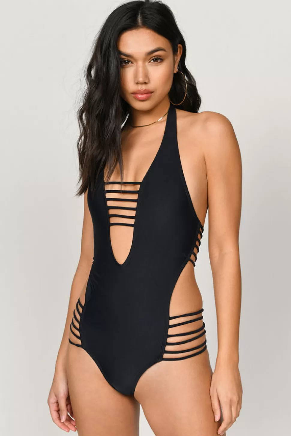 One Piece Swimsuits*Tobi Fine Line Multi Strap Monokini Black | Wine | Ivory