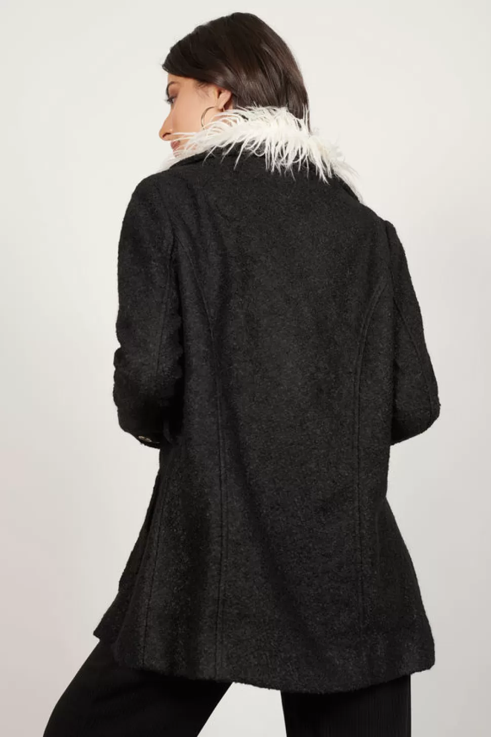 Coats*Tobi Florence Faux Fur Collar Coat Black