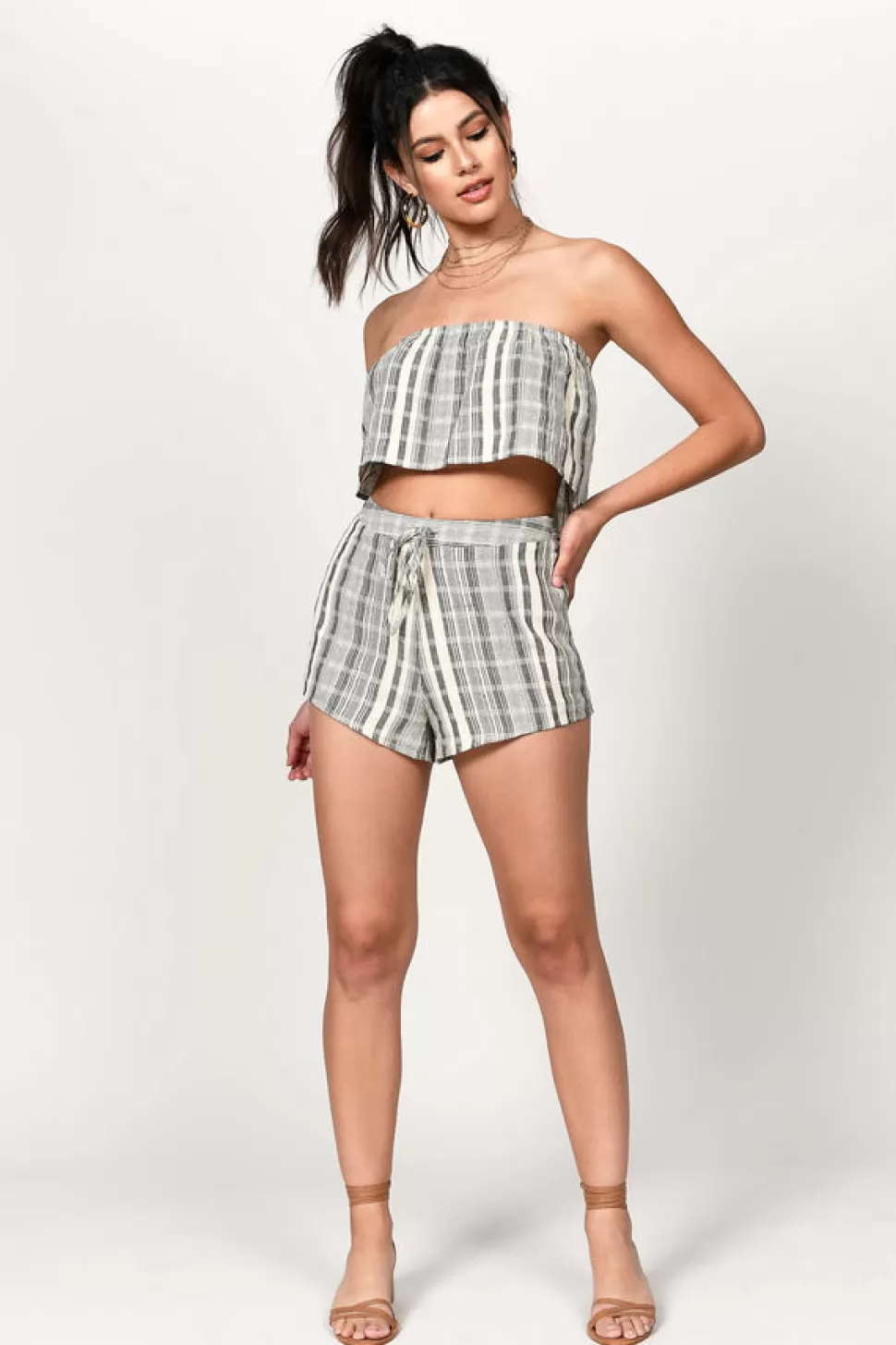 Shorts*Tobi Fly Away Striped Shorts Black | Blue