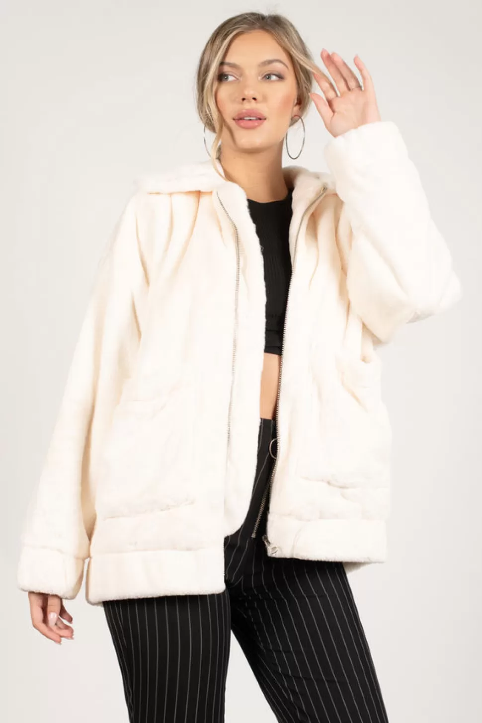 Jackets*Tobi Foxy Faux Fur Jacket Ivory