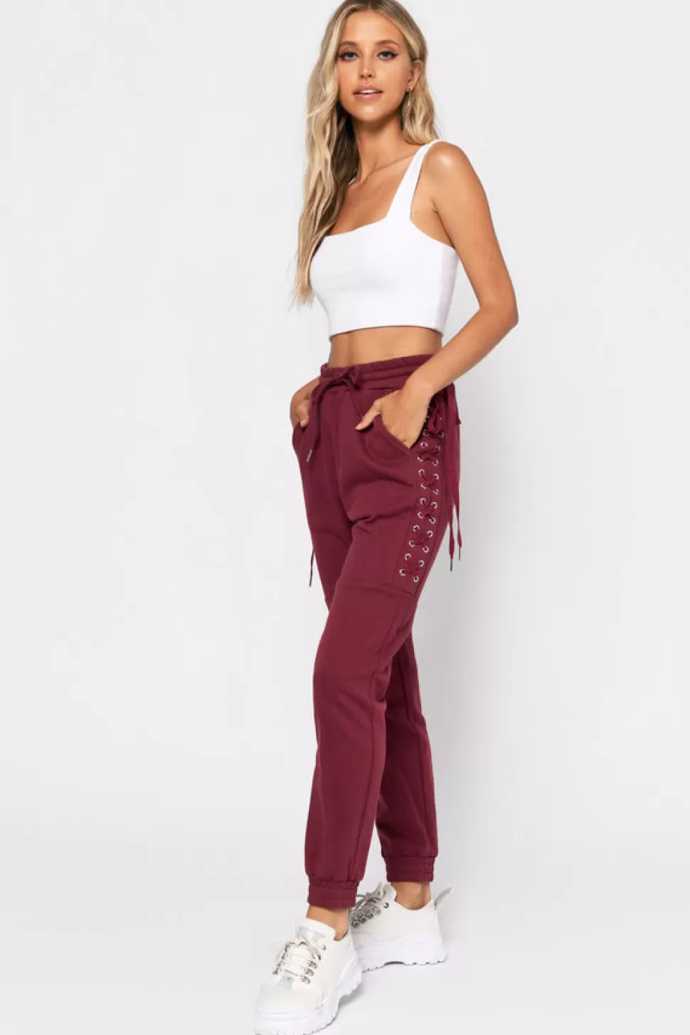 Pants*Tobi French Kiss Terry Jogger Wine | Black