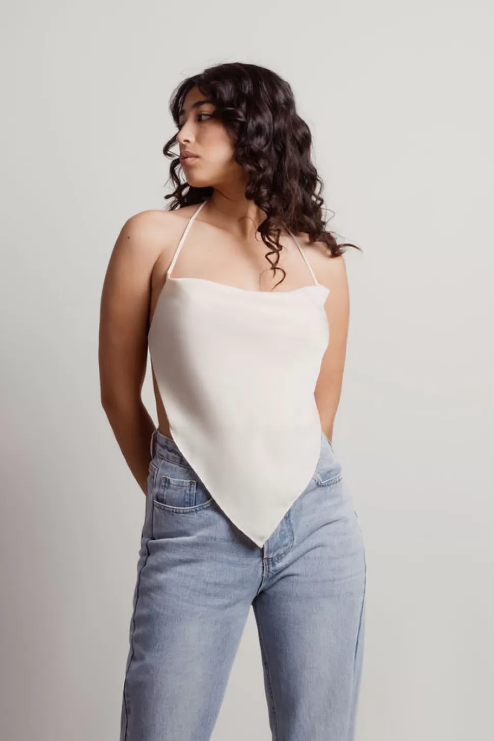 Crop Tops*Tobi Future Feels Satin Cowl Neck Crop Top Ivory