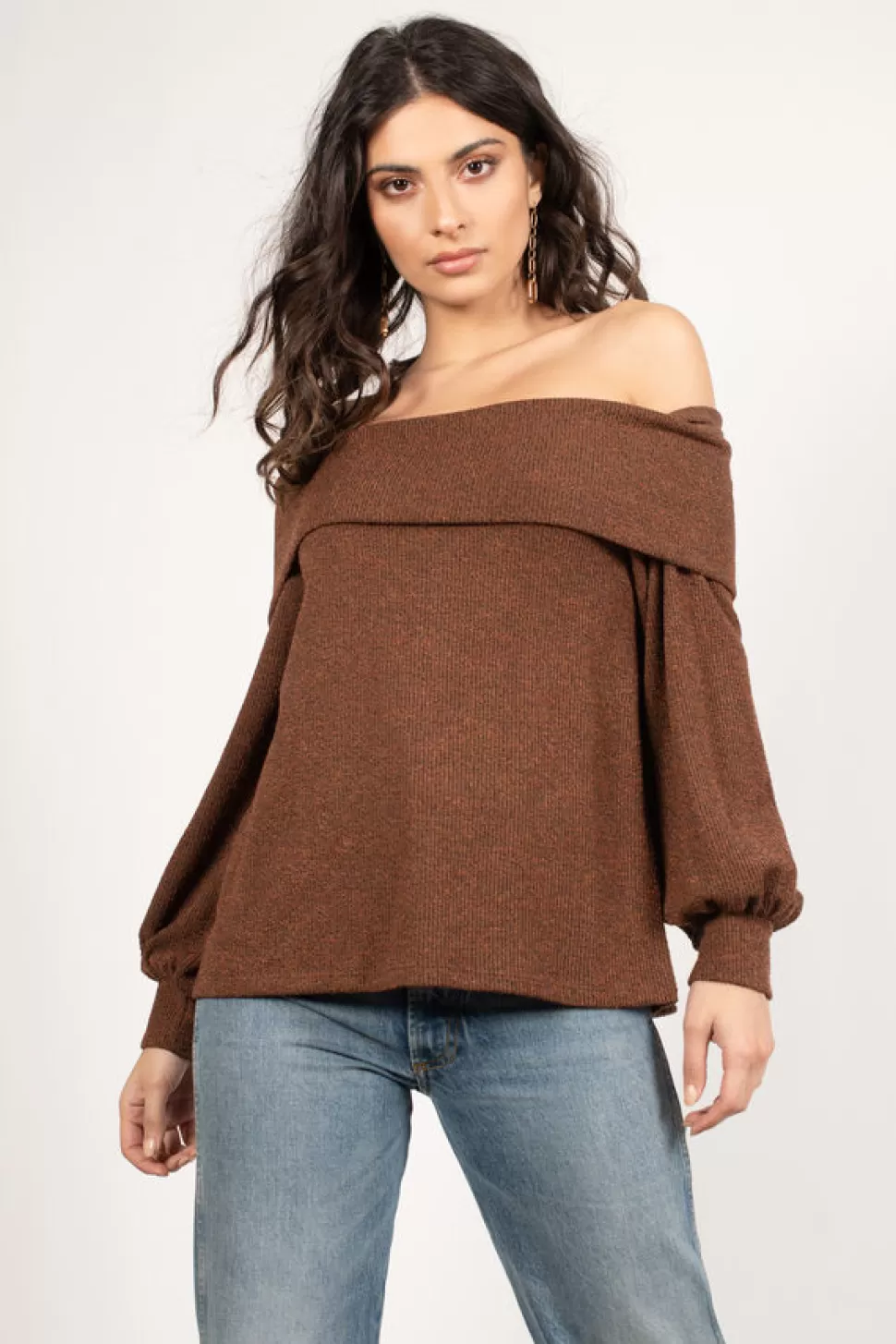 Sweaters & Cardigans*Tobi Gabby Off Shoulder Sweater Top Brown