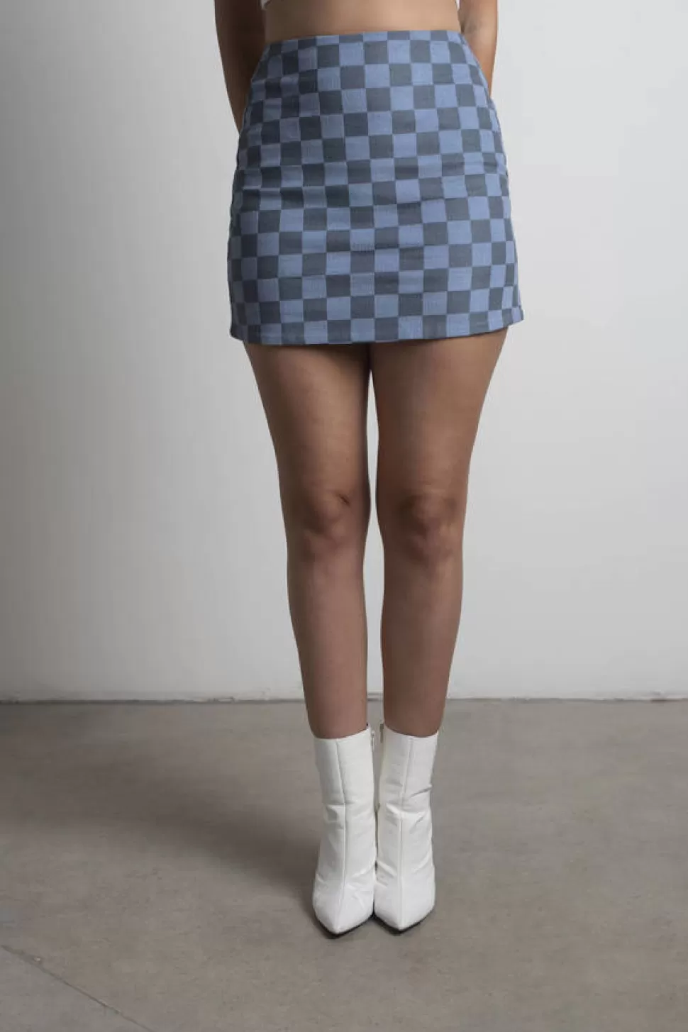 Skirts*Tobi Game On Checkered Bodycon Mini Skirt Blue