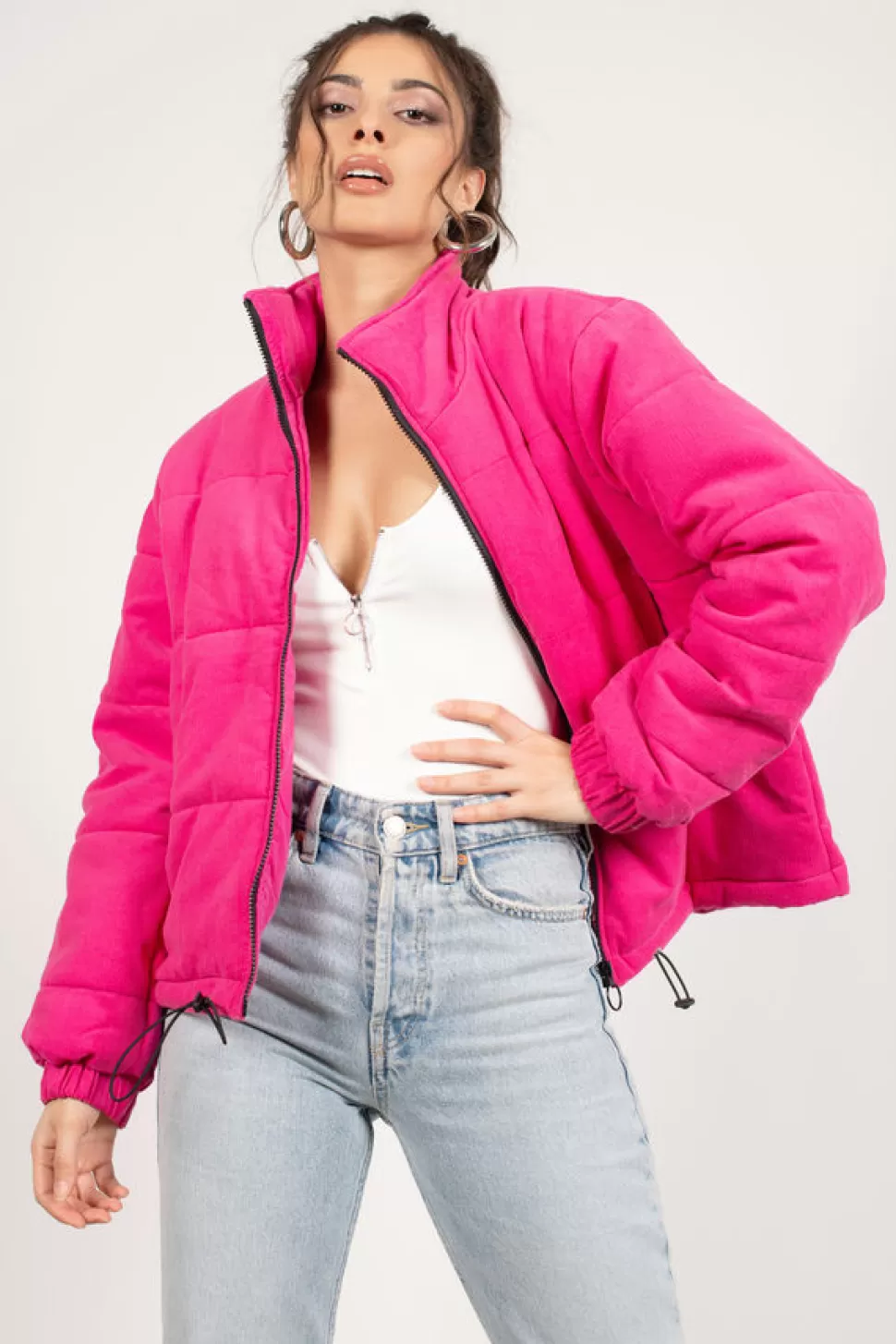 Jackets*Tobi Get Over It Puffer Jacket Pink