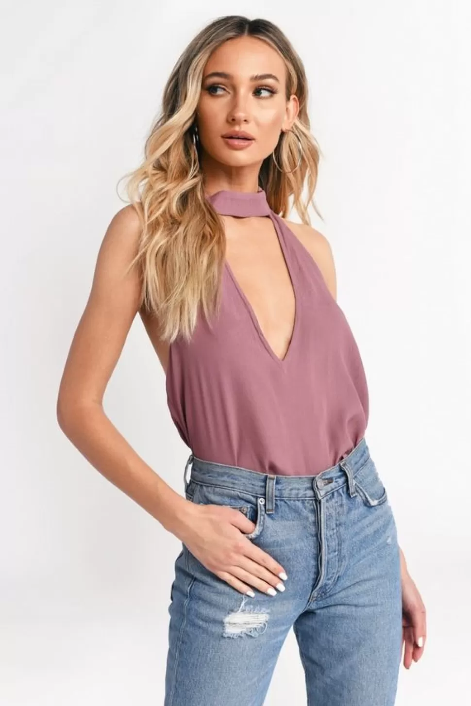 Going Out Tops*Tobi Go With The Flow Halter Top Dark Rose