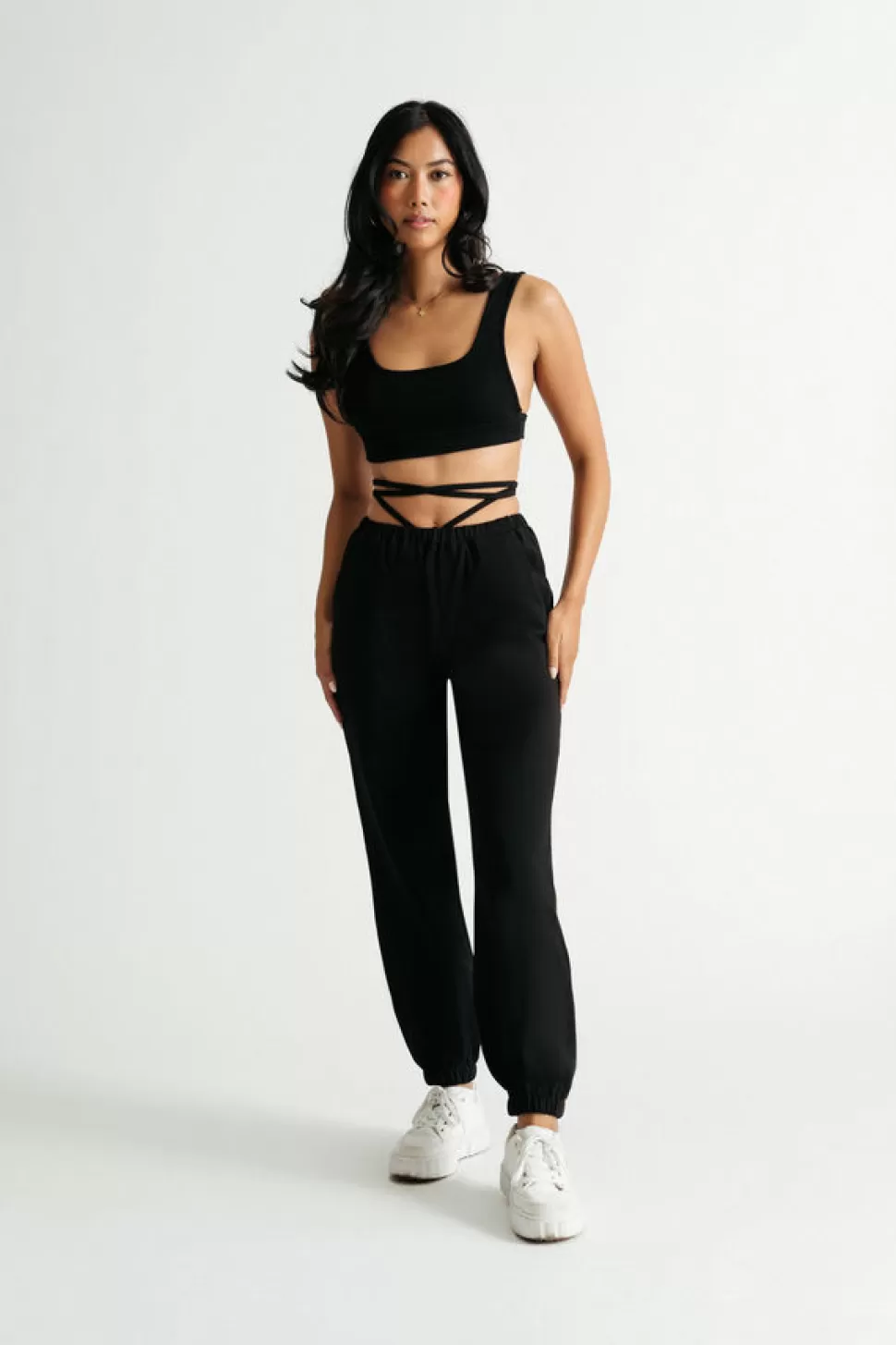 Pants*Tobi Going Nowhere Waist Tie Sweatpants Black | Heather Grey