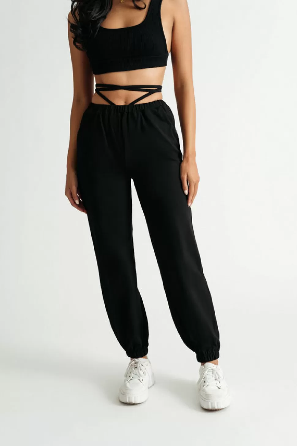 Pants*Tobi Going Nowhere Waist Tie Sweatpants Black | Heather Grey