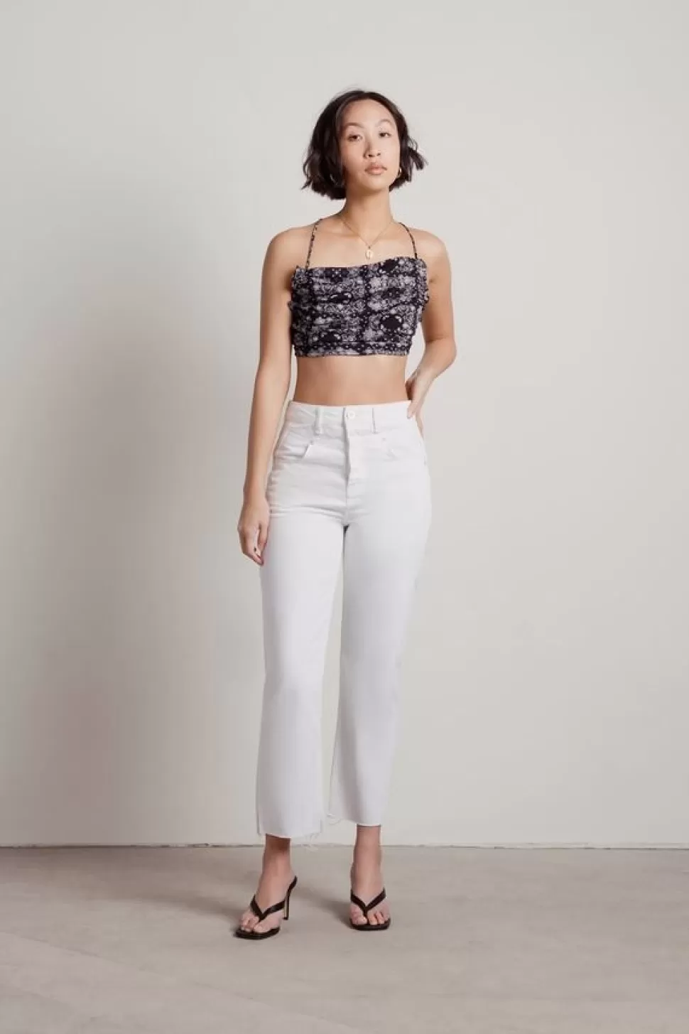 Crop Tops*Tobi Gone Rouge Paisley Handkerchief Cross Back Crop Top Black