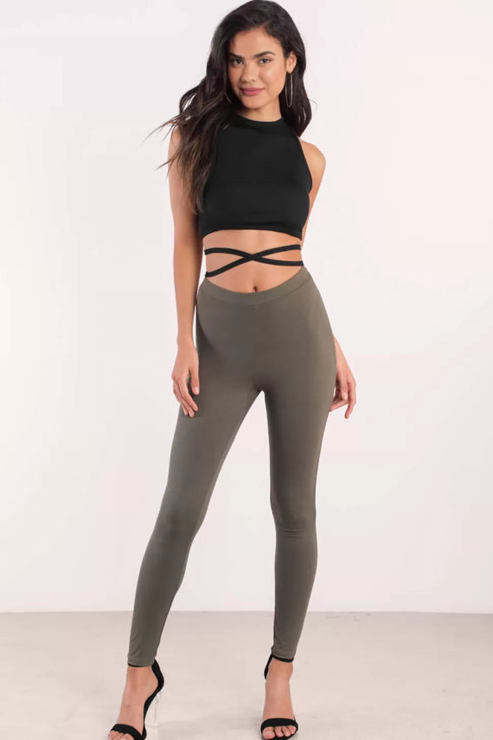 Going Out Tops*Tobi Good All Around Ribbed Crop Top Black | Taupe