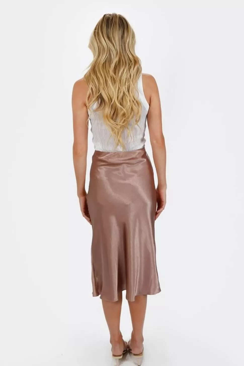 Skirts*Tobi Gracey Satin Bias Cut Midi Skirt Mocha | Champagne