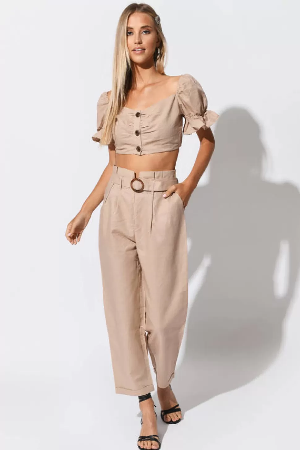 Pants*Tobi Hailey Paperbag Waist Pants Sand