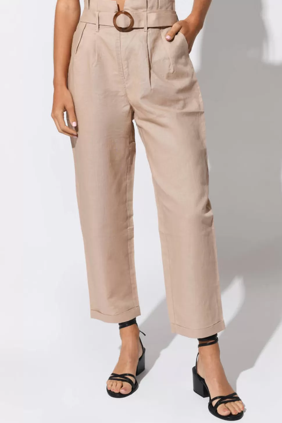 Pants*Tobi Hailey Paperbag Waist Pants Sand