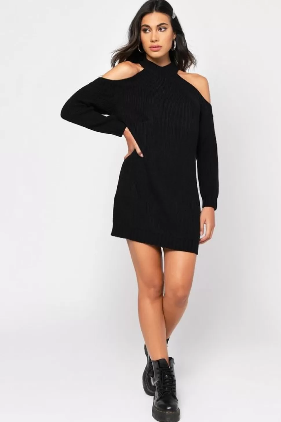 Cut Out Dresses*Tobi Half Thought Sweater Dress Black | Vintage Blue