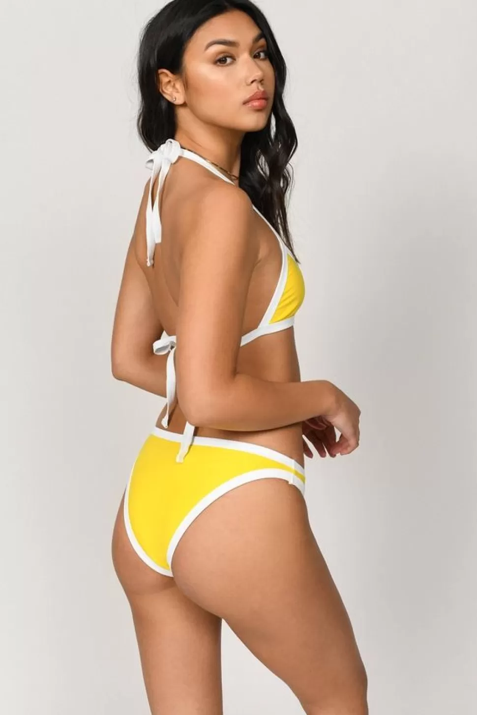 Bikinis*Tobi Heather Bikini Bottom Yellow And White | Red And Pink