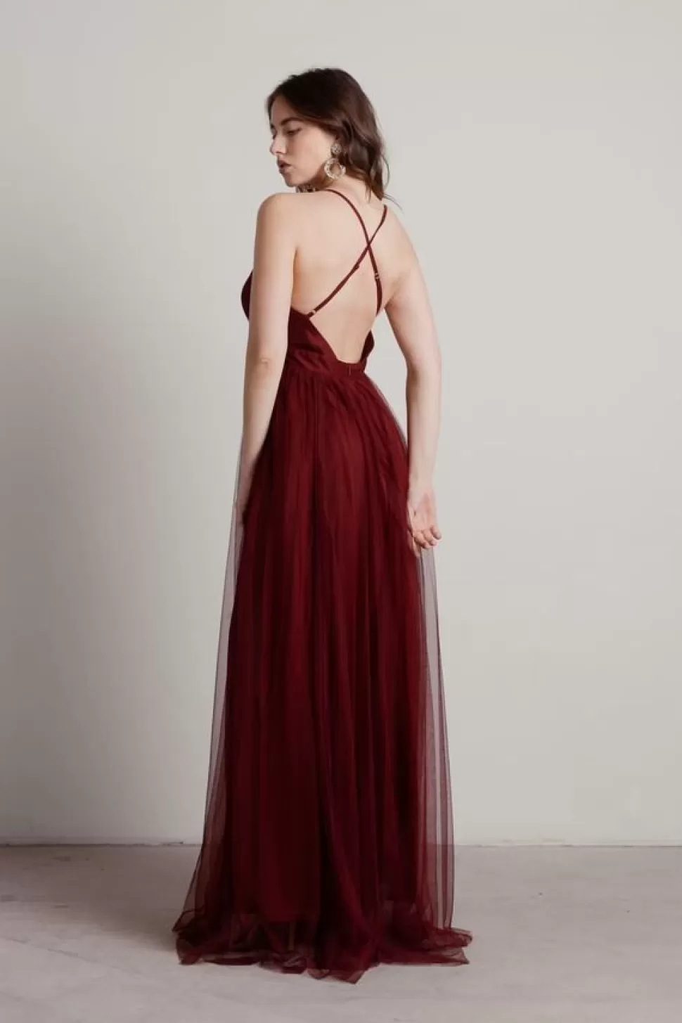 Black Tie & Evening Dresses*Tobi Here To Slay Plunging Maxi Dress Wine | Navy | White | Blush